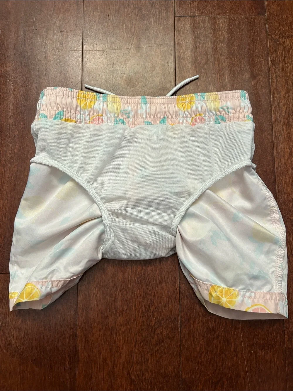 Janie and Jack Pink Citrus Print Swim Trunk Shorts with Drawstring Waist, Size 5